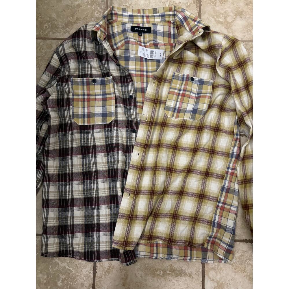PacSun Reversible Plaid Flannel Shirt – Size Large – NWT – Multi Color